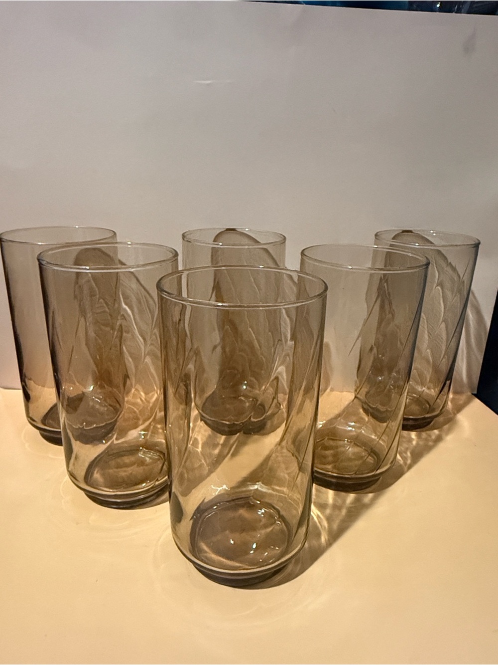 Set of 6 Amber Glass Tumblers Drinkware
